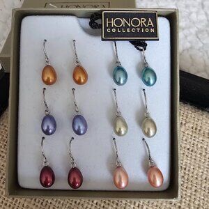 Honora Cultured Freshwater Pearl Drop Earrings – Set of 6  - New in Box